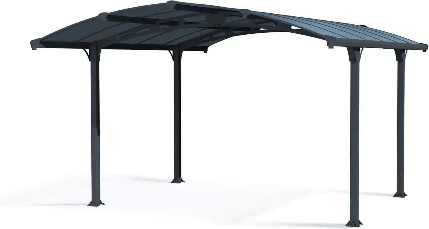 Palram Arcadia 4300 Carport – Robuste Aluminiumkonstruktion mit verzinktem Stahl, 4,3 x 3,5 m, einfache Montage, stabile Autoüberdachung in Anthrazit, 10 Jahre Garantie inklusive Regenrinne