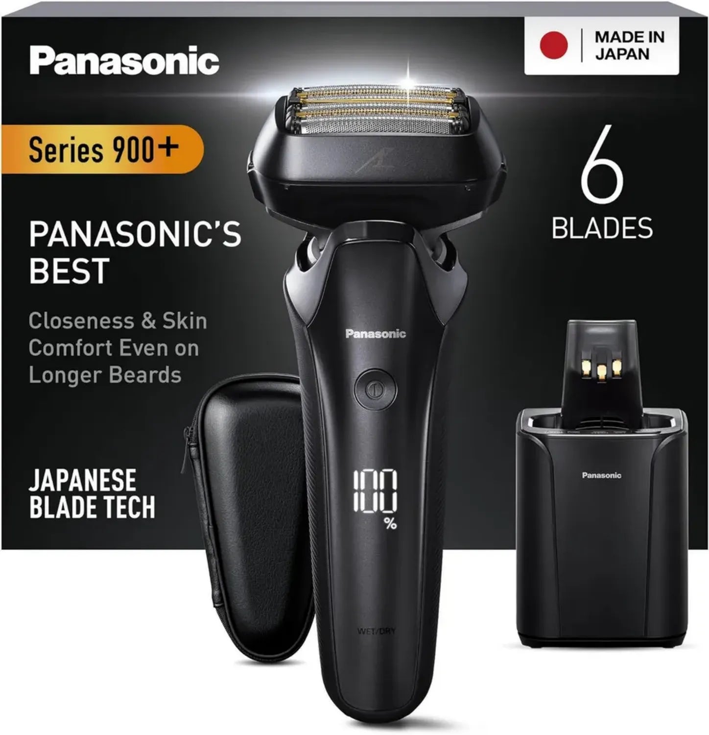 Panasonic Herrenrasierer Serie 900+ mit 6 Klingen, Sensor und Reinigungsstation