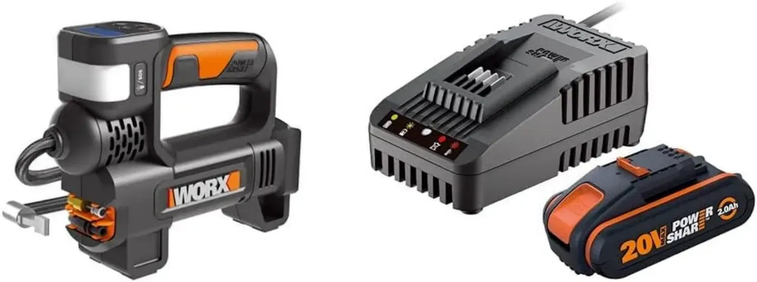 WORX 20V Akku-Multifunktionspumpe WX092.9 - Schwarz, Ohne Akku & Ladegerät, mit WA3601 PowerShare 20V 2000mAh Akku und Ladegerät Set