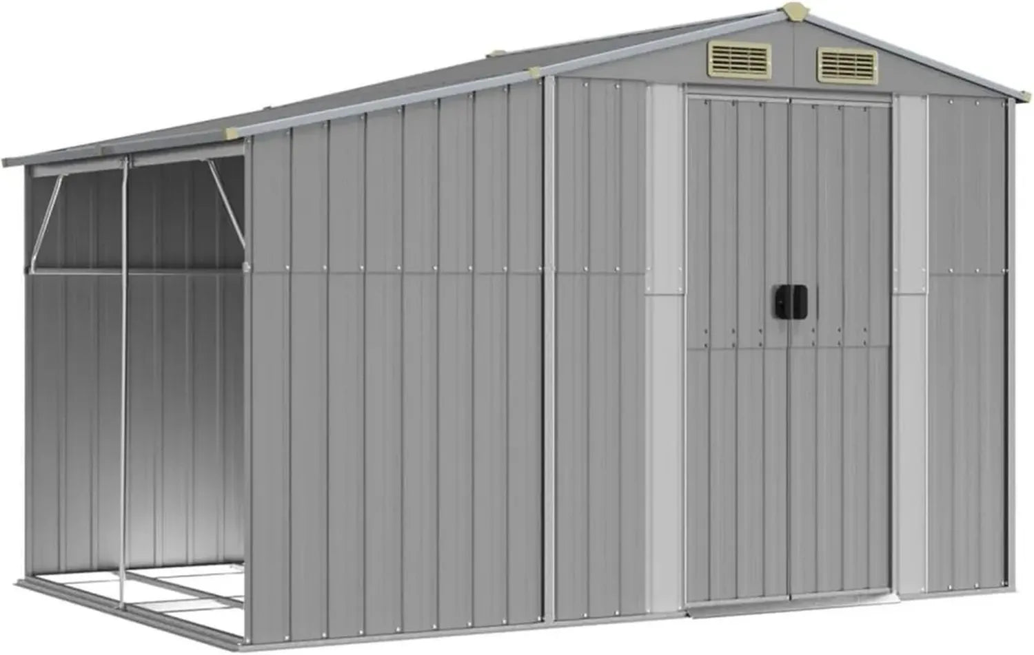 Garten-Gerätehaus aus Stahl, Grau, 277x192,5x179 cm, wetterfest