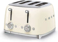 Smeg 4-Scheiben-Toaster, 4 Schlitze, 6 Bräunungsstufen, Aufwärmen, Auftauen, Bagel-Modus, Krümelschublade, 2000W, Cremefarben