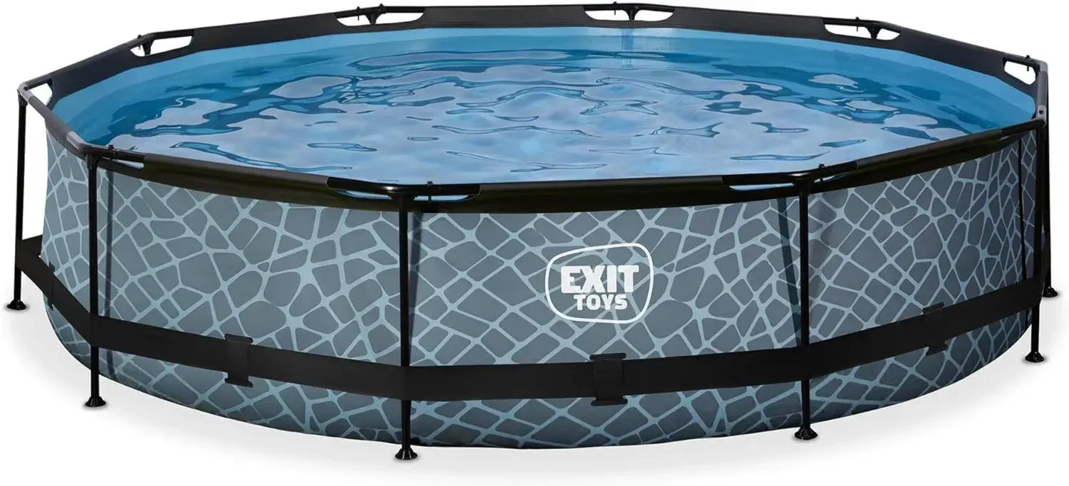 Großer EXIT Toys Rahmenpool Ø360x76cm mit Kartuschenfilter - Stabil und Kindgerecht - Einfache Montage - Grau