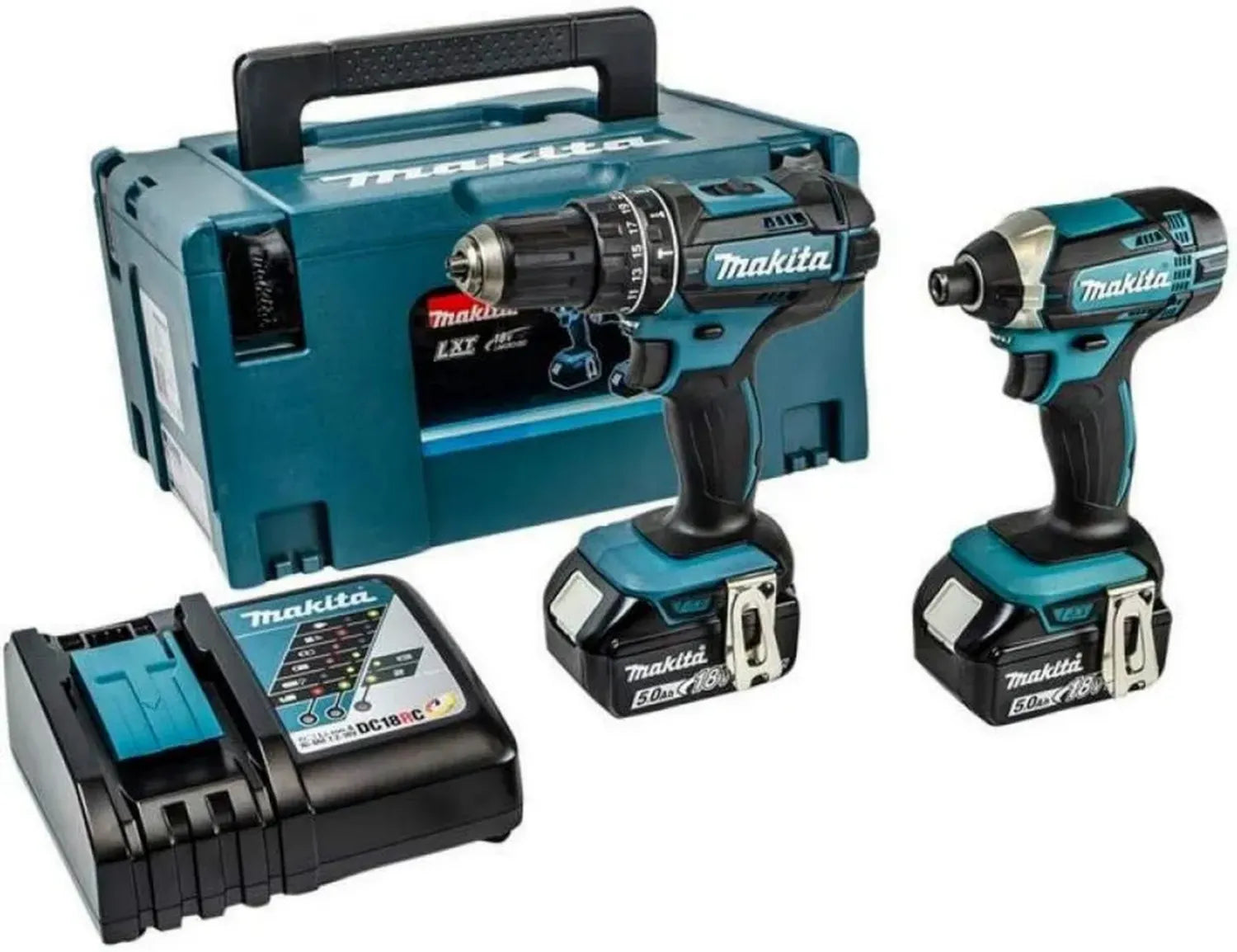 Makita 18V Akku-Kombo-Kit: Bohrschrauber & Schlagschrauber mit 2 Akkus und Ladegerät