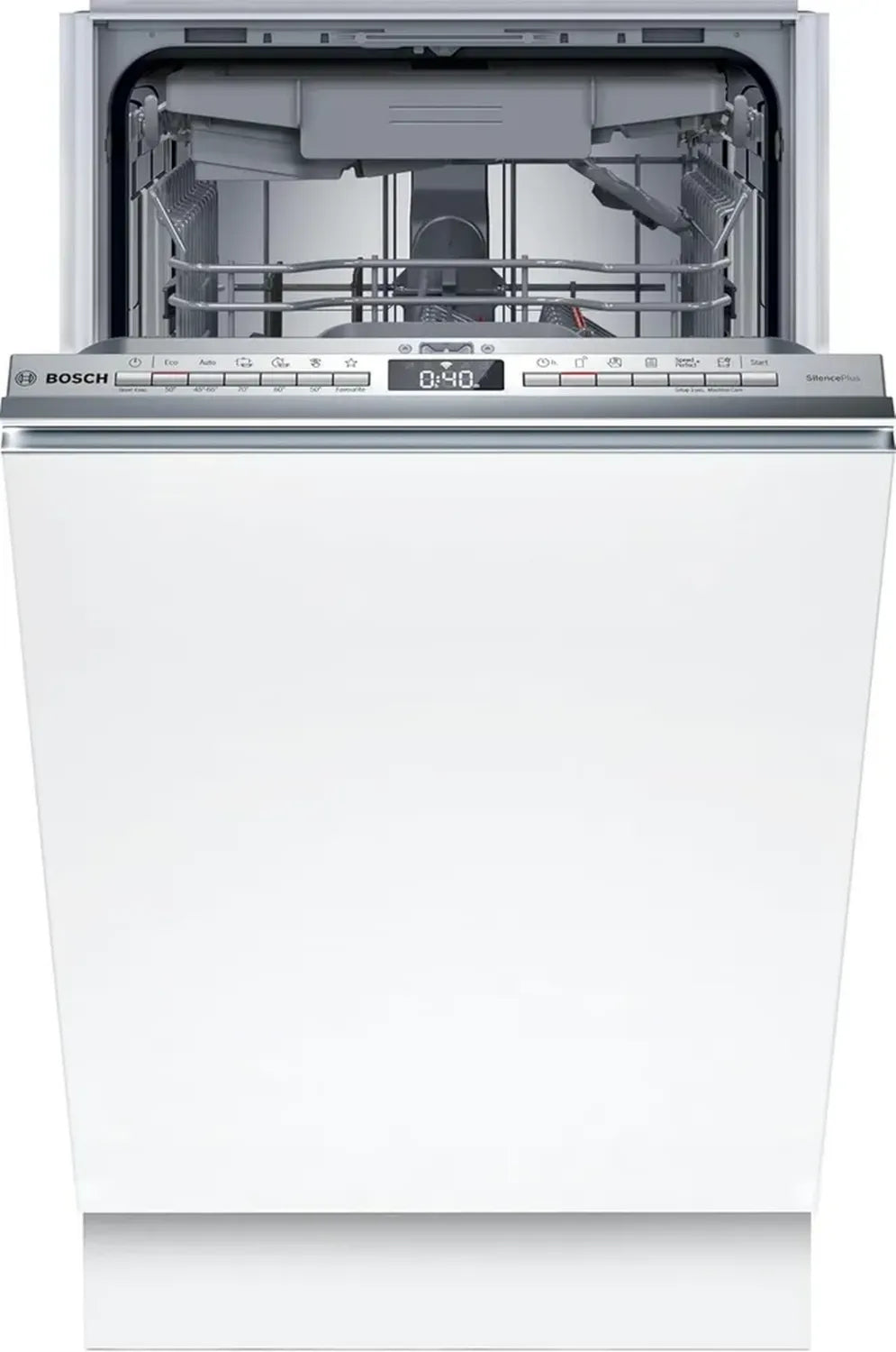 Bosch Einbau-Geschirrspüler Serie 4, 45 cm, 10 Maßgedecke, leise, Besteckkorb, Weiß