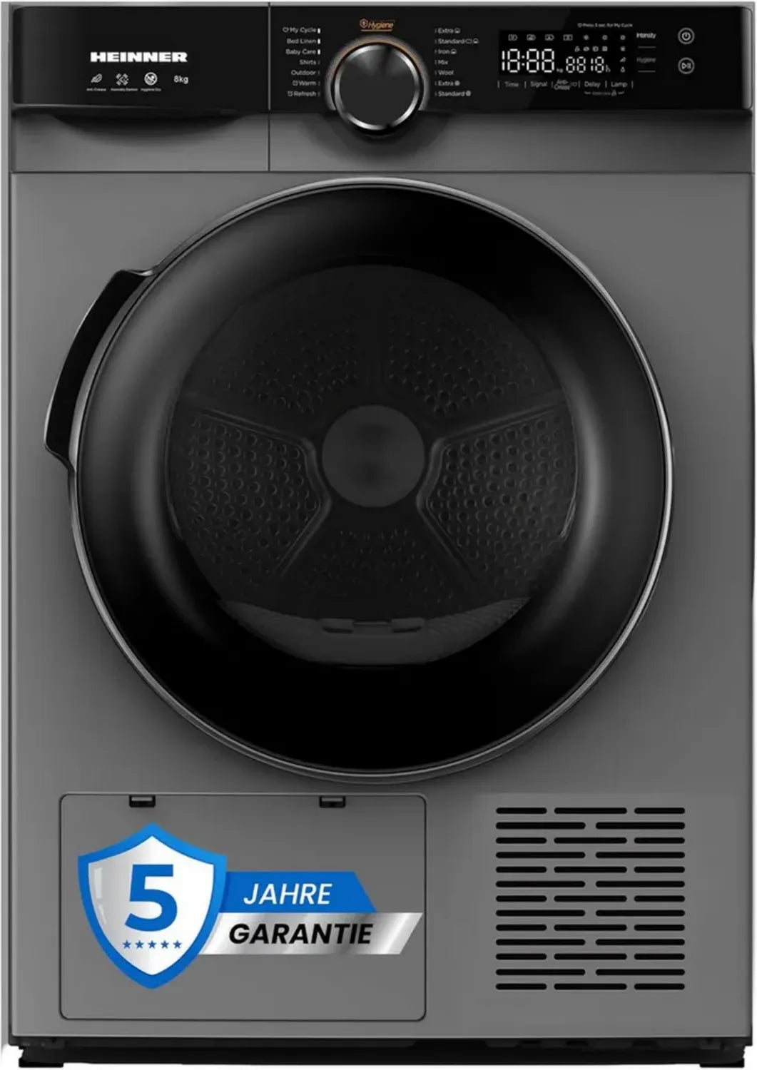 8 kg Wärmepumpentrockner mit LED-Anzeige, Sensor Dry und 15 Programmen, Energieklasse D, Weiß, 5 Jahre Garantie