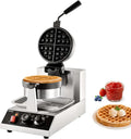 VEVOR Waffeleisen 1300 W, Edelstahl Belgische Waffeln Maschine mit Zubehör, Hitzebeständiger Griff, Ideal für Cafés und Restaurants