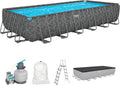 Bestway Rechteckiger Pool-Set, 7,32 m x 3,66 m x 1,32 m, langlebig und einfach zu montieren