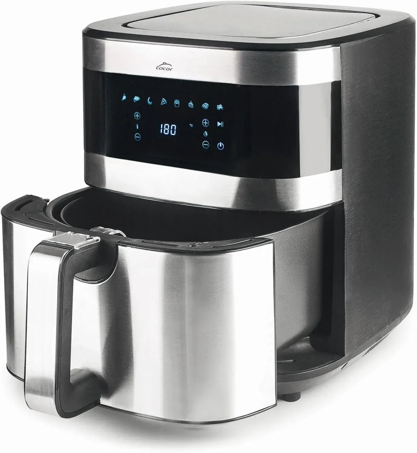 Lacor Heißluftfritteuse Ecofry 5.5L, 1500W, mit TotalCook Technologie, Touchscreen und 8 Programmen, inkl. Rezeptbuch