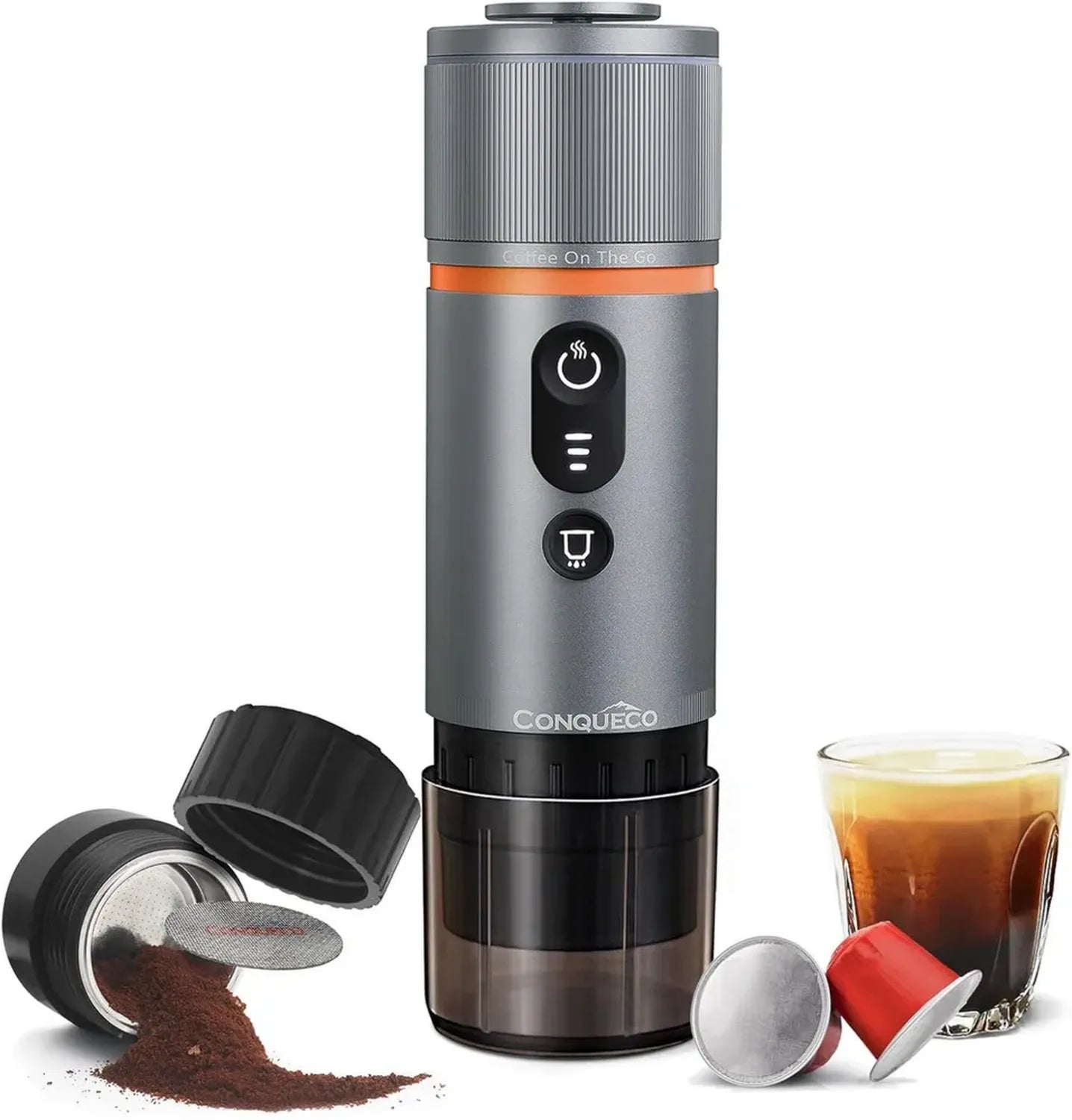 Tragbare 12V Espressomaschine für Camping und Reisen - Kompatibel mit gemahlenem Kaffee und Kapseln