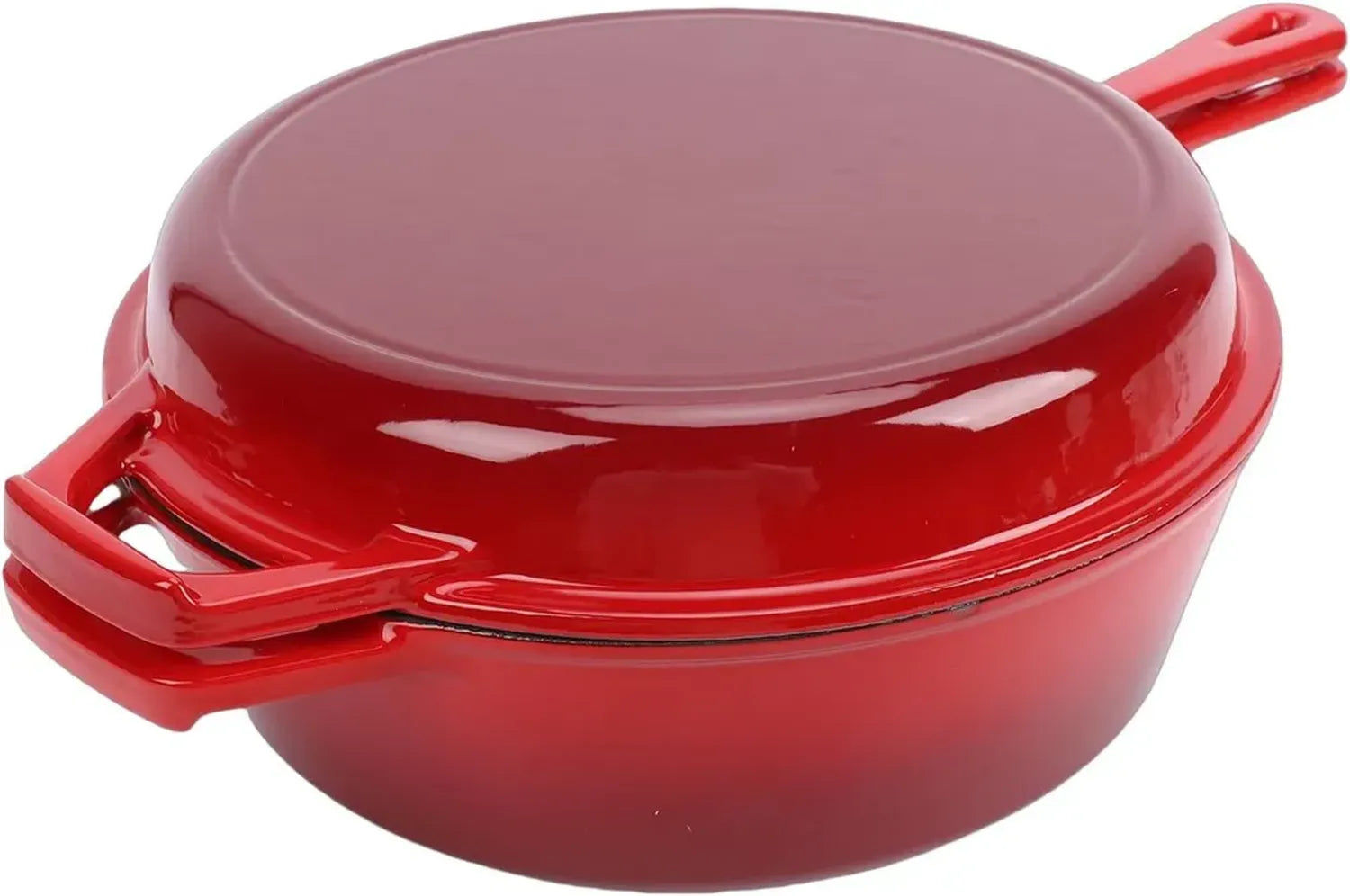 Gusseisen-Multikocher 2-in-1 mit Bräterdeckel, 4 QT Kapazität, Ideal für Brotbacken und Outdoor-Kochen
