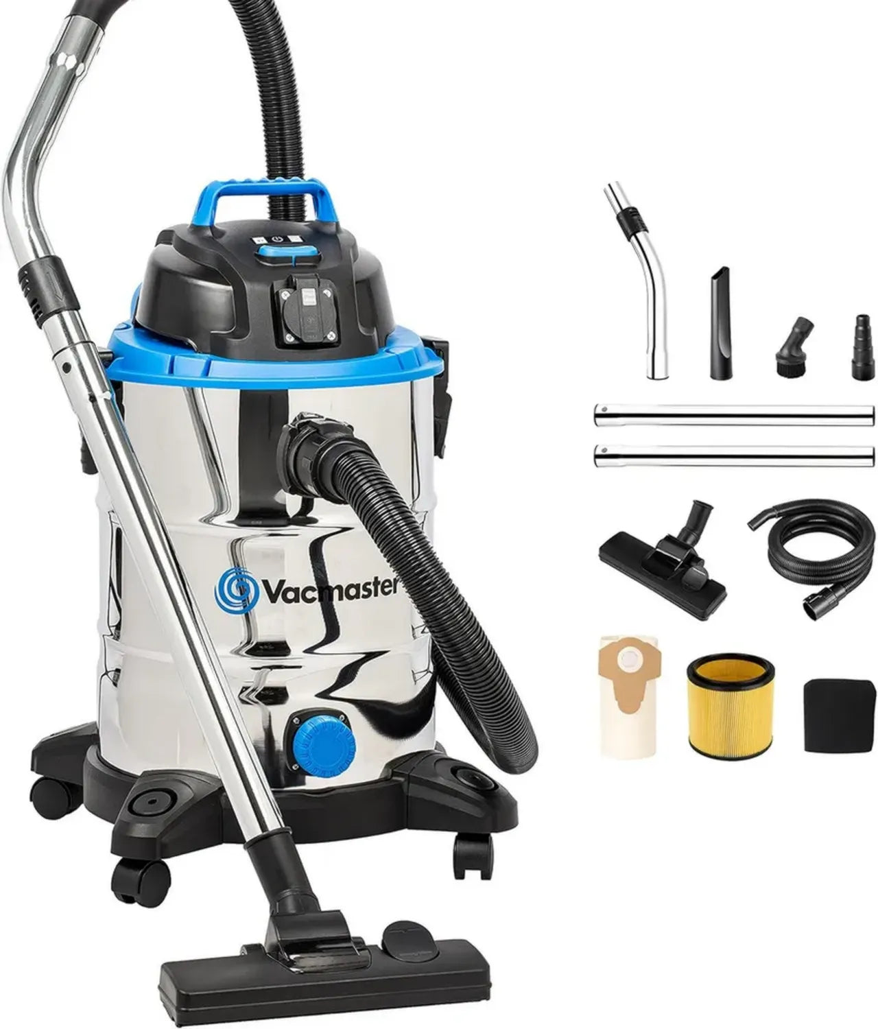 Vacmaster 3-in-1 Nass- und Trockensauger mit Edelstahlbehälter, 1500W, 30L