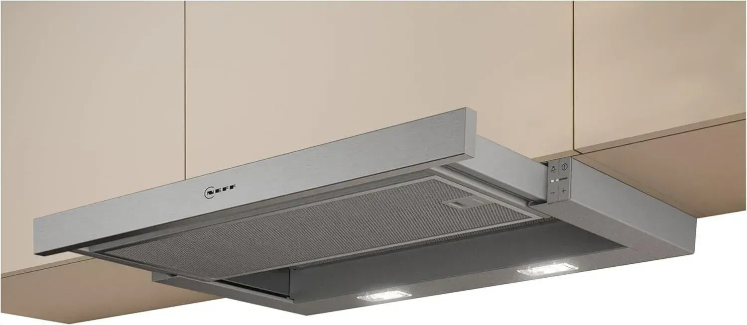 NEFF D46ED22X1 Flachschirm-Dunstabzugshaube, 60cm, Abluft/Umluft, Silber, Energieklasse A