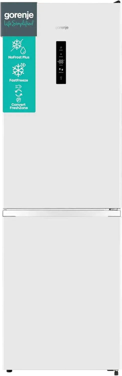 Gorenje N619EAW4 Kühl-Gefrierkombination, 186 cm, 300 l, NoFrostPlus, LED-Anzeige, Feuchtigkeitsregelung, Schnellgefrierfunktion, Weiß