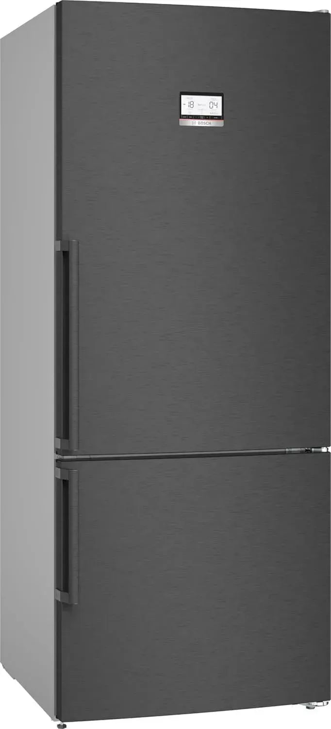 Bosch Serie 6 XXL Kühl-Gefrierkombination, 186x75 cm, NoFrost, VitaFresh XXL, 406 L Kühlraum, 120 L Gefrierraum, schwarz gebürsteter Stahl, LED-Beleuchtung, Flaschenablage