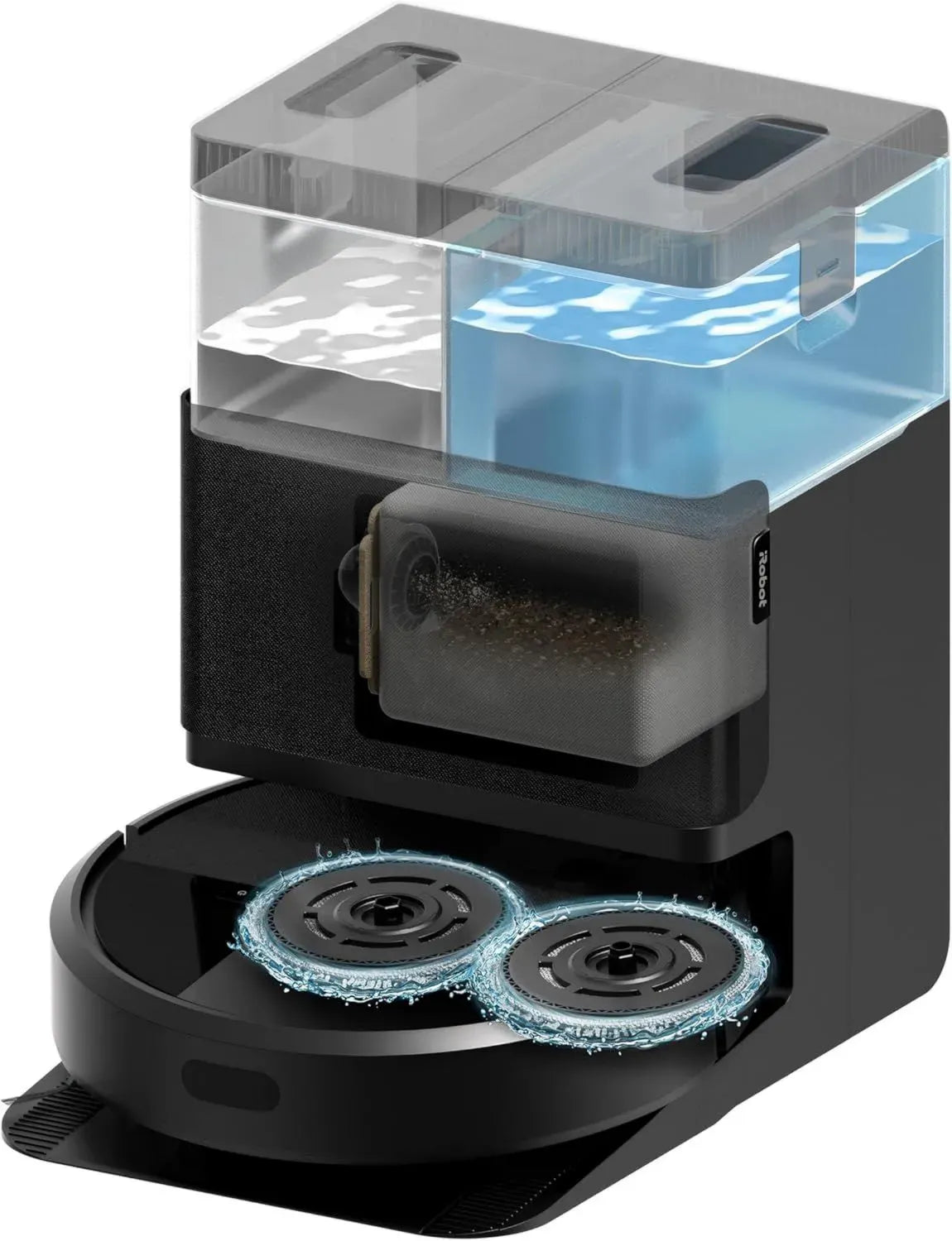 iRobot Roomba Combo 405 Saug- und Wischroboter mit AutoWash Dock, LiDAR-Navigation, 7000Pa Saugleistung, DualClean Wischpads, SmartScrub, Teppicherkennung, Schwarz