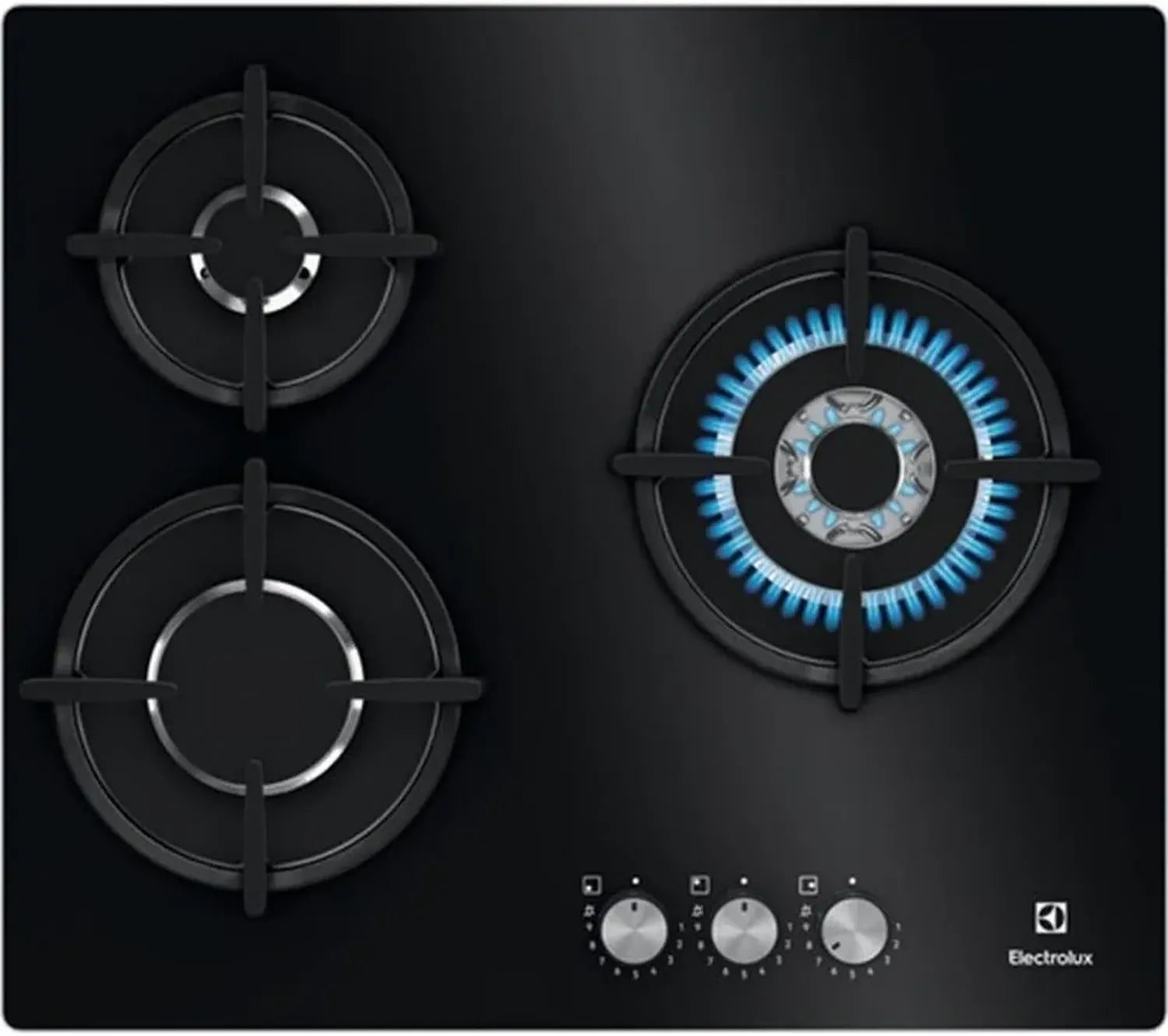 Electrolux KGE6633NOK 60 cm Gaskochfeld mit Wok-Zone, Sofortheizung & Sicherheitssystem