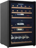 CAVIN Weinkühlschrank, Polar Kollektion, 37 Flaschen, Zwei Temperaturzonen 4-22°C, Holzregale, UV-Schutzglastür, Leiser Kompressor