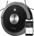 ZACO A9sPro Saugroboter mit App-Steuerung, Wischfunktion und Alexa-Kompatibilität, 7,6 cm flach, intelligente Raumkarte, 120 Min. Laufzeit, leise Reinigung für Teppiche, Tierhaare und Parkett, schwarz