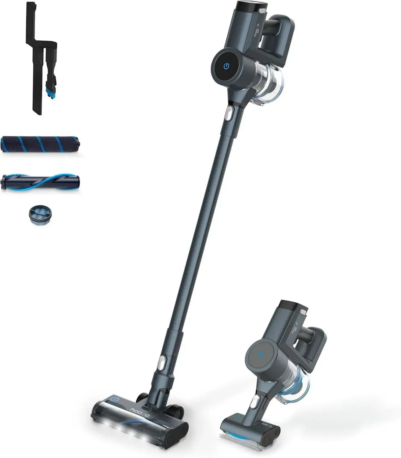 Hoogo Kabelloser Akku-Staubsauger S5+ 3-in-1 mit 550W, 30000 Pa, Laufzeit bis 75 Min, LED-Licht, Beutellos oder mit Beutel, Ideal für Tierhaare, Hergestellt in Deutschland
