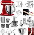 KitchenAid Artisan Küchenmaschine 4,8L, Komplettset mit Zubehör: Fleischwolf, Gemüseschneider, Entsafter und Backset, Liebesapfelrot