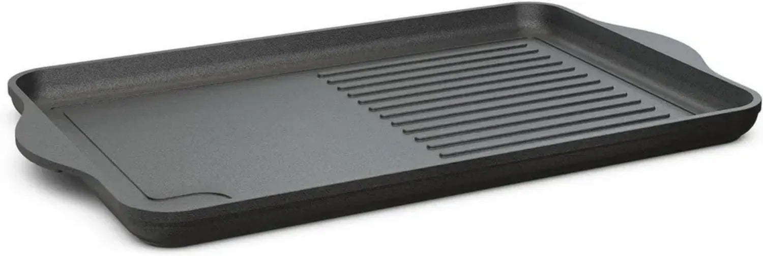 Induktionsgeeignete Aluguss-Grillplatte 49x29 cm – Antihaft-Bratplatte für Herd und Grill