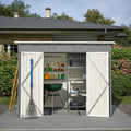 Großer Metall-Geräteschuppen mit Belüftung und Fundament, 229x111x182 cm, Grau, Wetterfest für Gartenwerkzeuge