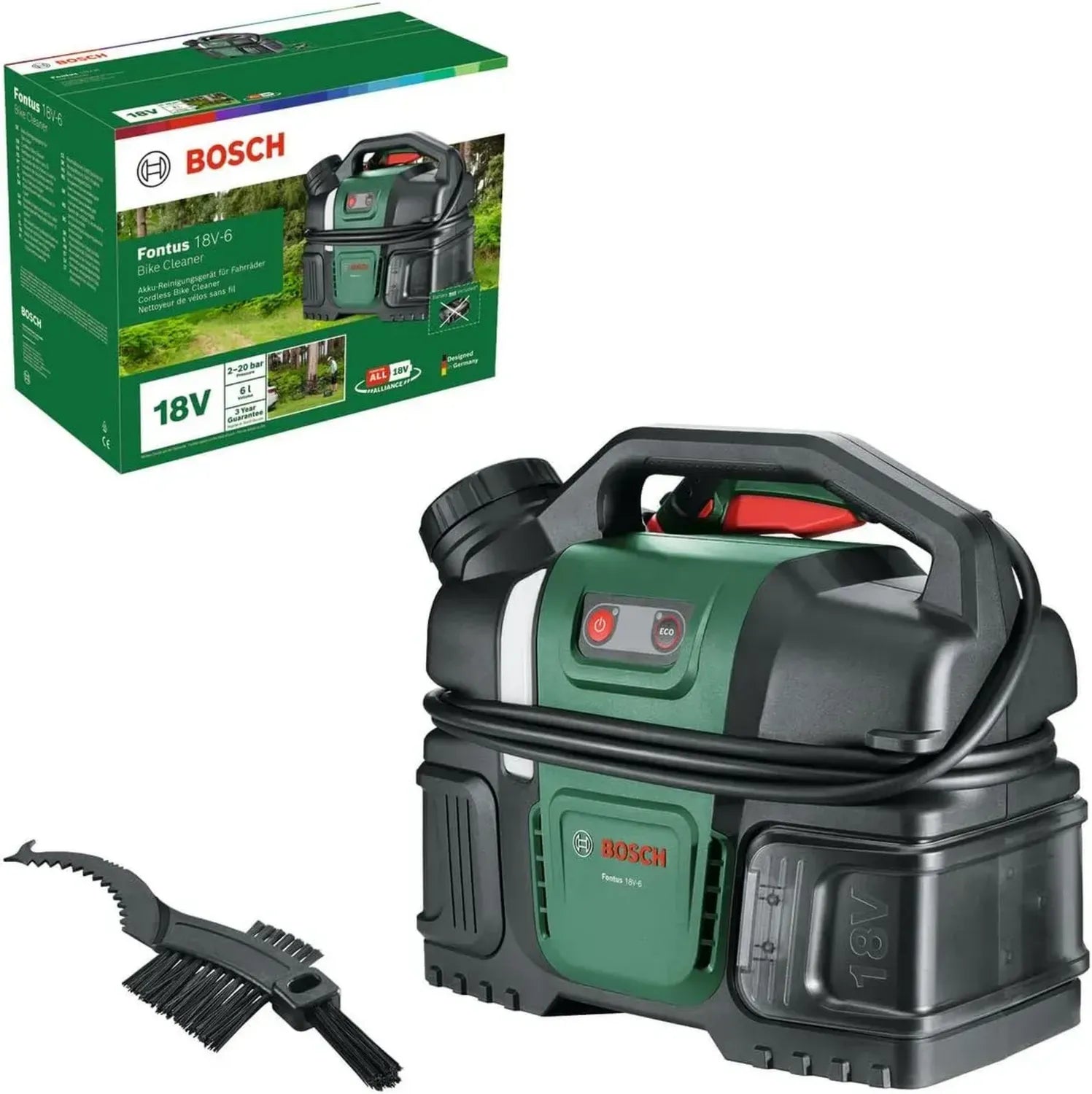 Bosch Tragbarer Akku-Hochdruckreiniger Fontus 18V-6 für Fahrräder, 6-Liter-Tank, 8 Druckstufen, ohne Akku