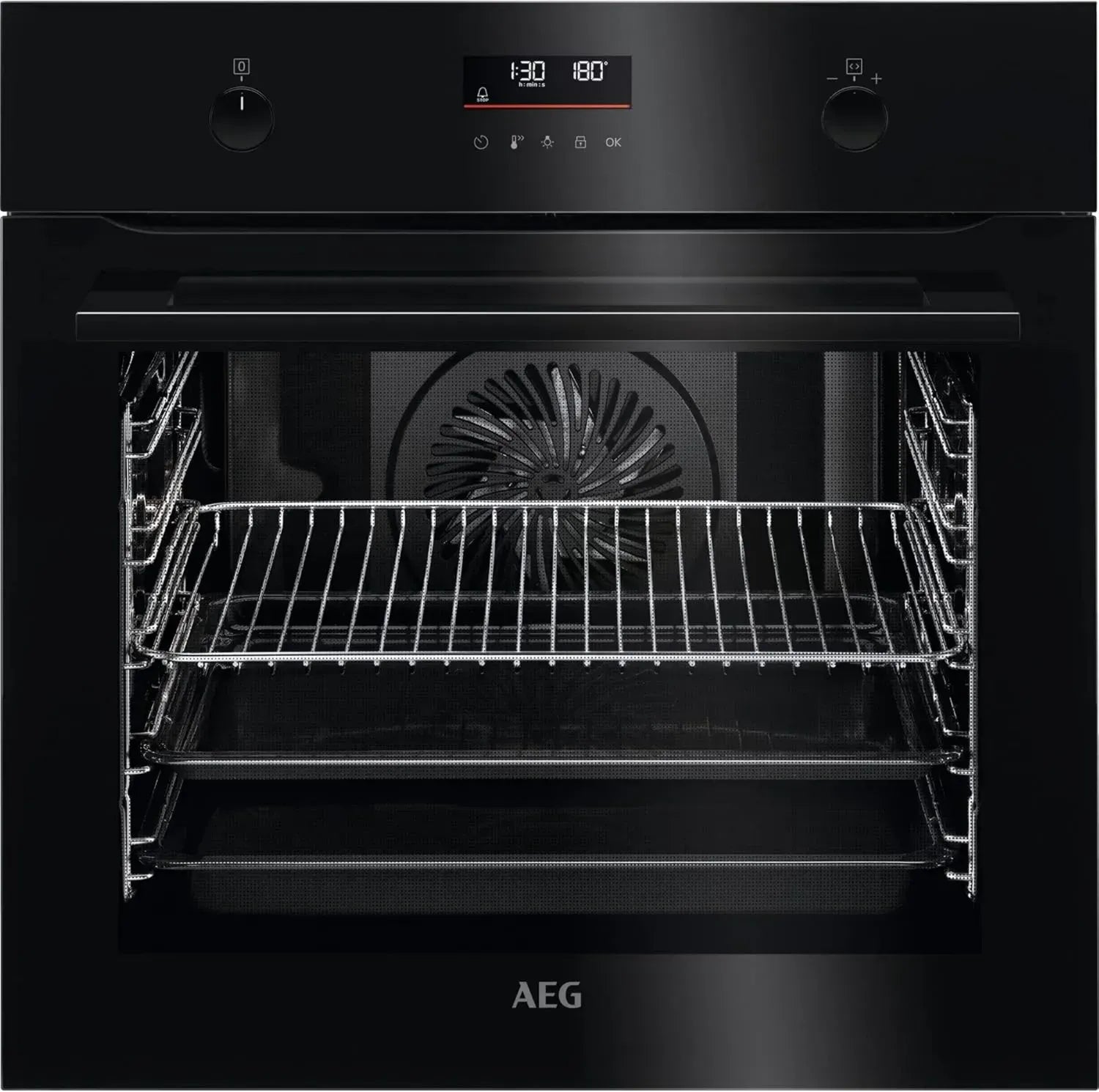 AEG Einbau-Backofen mit Pyrolyse, Serie 6000, gleichmäßige Ergebnisse auf 3 Ebenen, 45 Programme, LED-Display, Schwarz