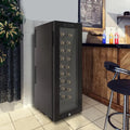 LED-Beleuchteter Weinkühlschrank, 30 Flaschen, 90 Liter, Temperaturregelung 12-18°C, Freistehend mit Glastür
