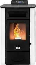 Pelletheizung Colorado 15 kW, 92% Effizienz, für 140m², 15 Std. Autonomie, programmierbar, 5 Stufen, 24 Monate Garantie, Weiß