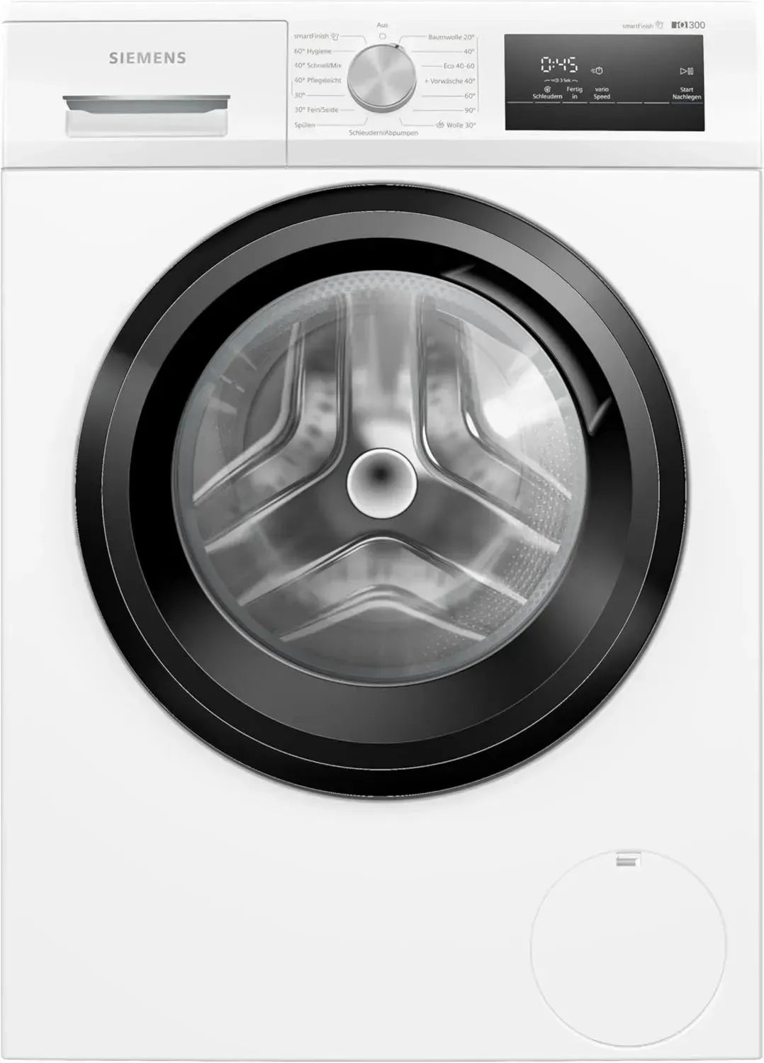 Siemens iQ300 Waschmaschine, 8kg, 1400 U/min, Frontlader, speedPack, smartFinish, iQdrive, LED-Display, Weiß