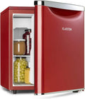 Klarstein Yummy Retro Kühlschrank mit Gefrierfach, 47L, Leises Betriebsgeräusch, R600a Kühlmittel, Stilvolles Design in Rot