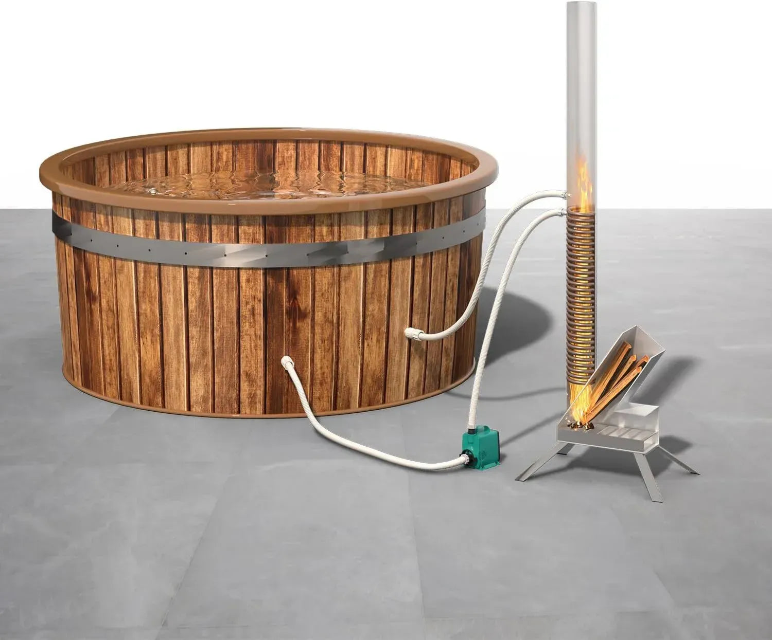 ECO POOLTECH Holzbeheizte Wärmepumpe aus Titan für Pools und Whirlpools
