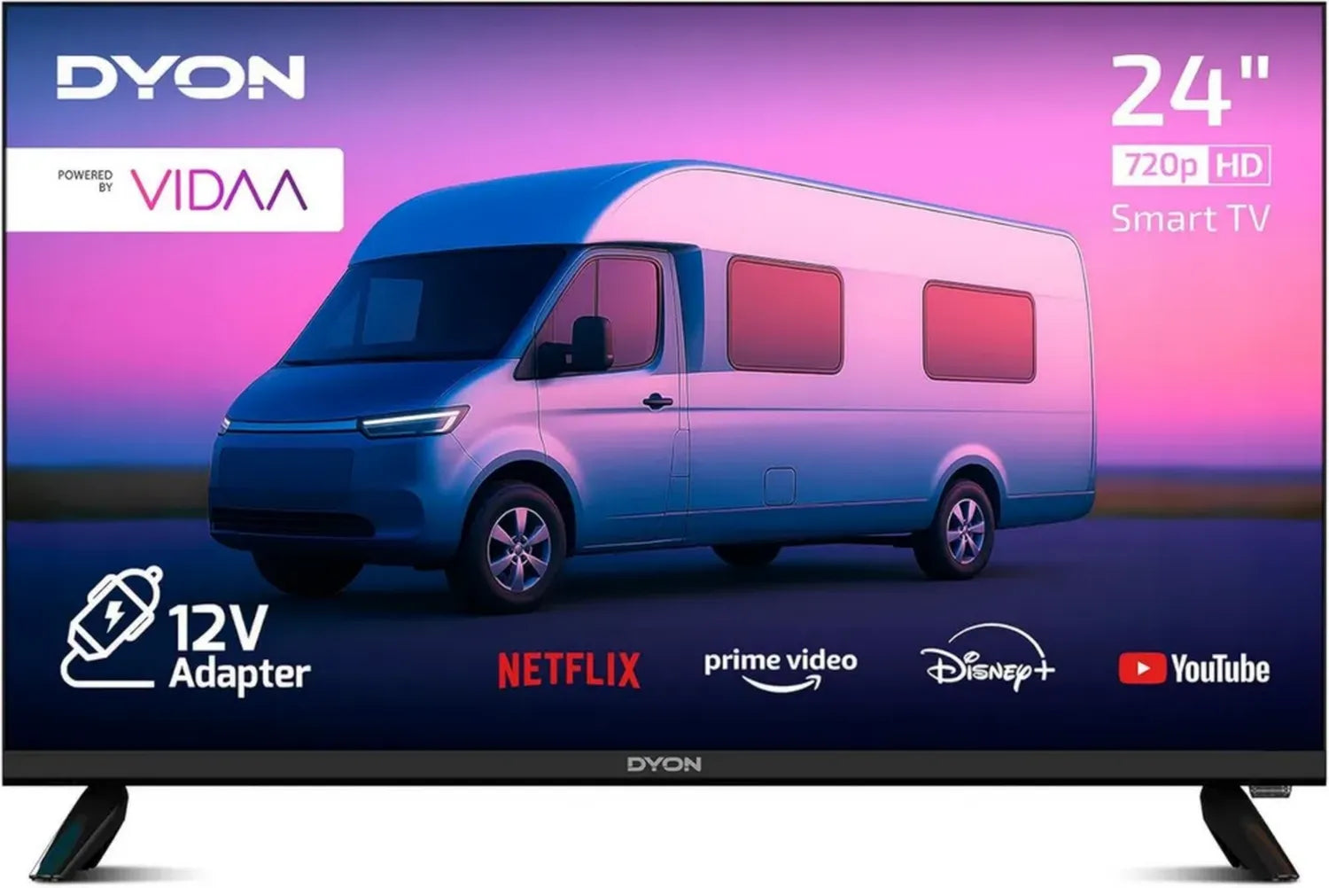 DYON 24 Zoll Smart-TV mit 12V-Anschluss, Triple Tuner und Streaming-Apps