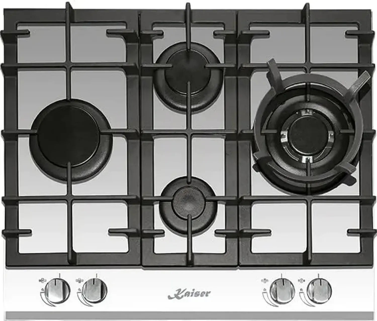Kaiser Gaskochfeld KCG 6394 W Turbo, Einbauherd, Weißglas, 3,8 kW WOK, Erd- und Flüssiggas