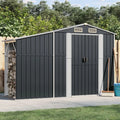 SECOLI Metall-Gerätehaus mit Holzunterstand, wetterfest, 277x93x179 cm, ideal als Fahrradunterstand, anthrazit