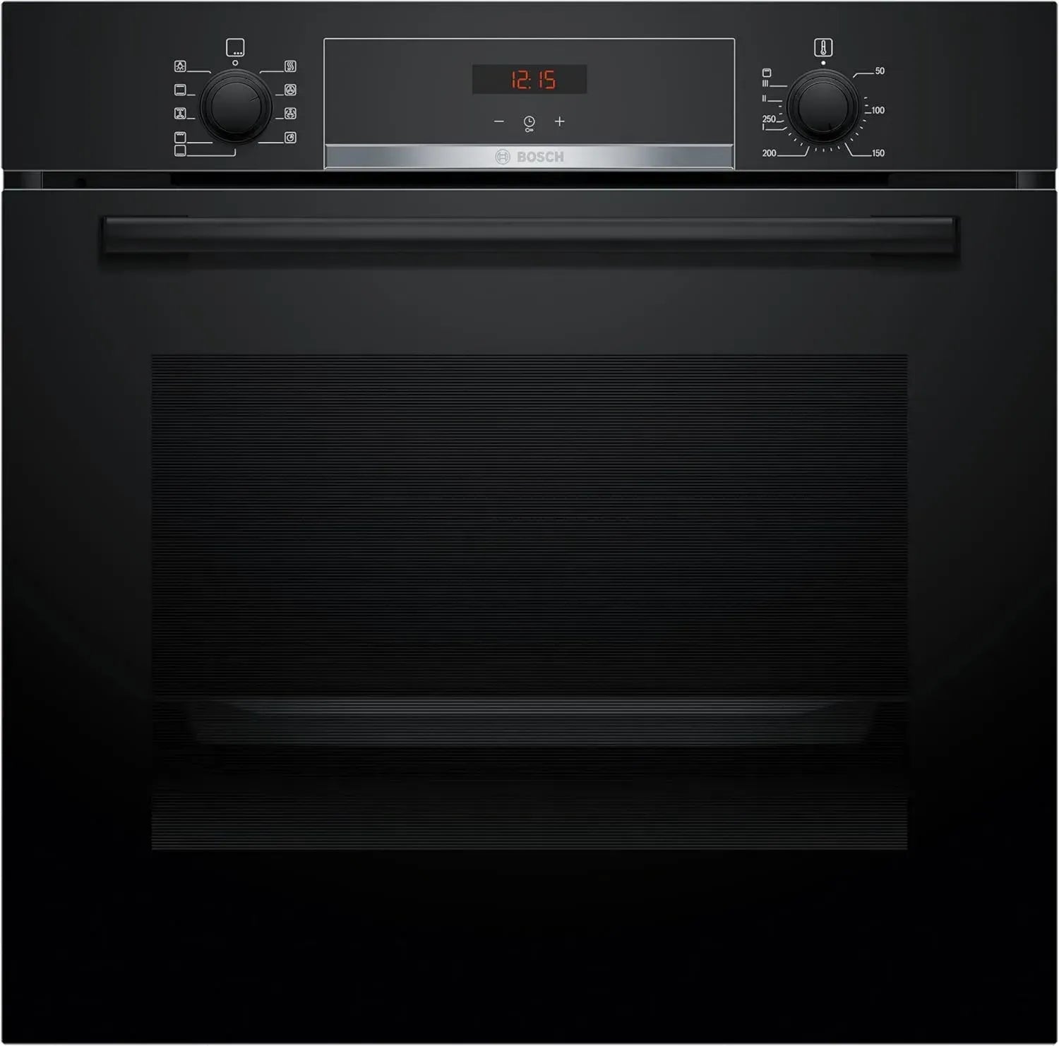 Bosch Einbau-Backofen 60 cm, Serie 4, LED-Display, 3D-Heißluft, Hydrolyse-Reinigung, Schnellaufheizung, Schwarz
