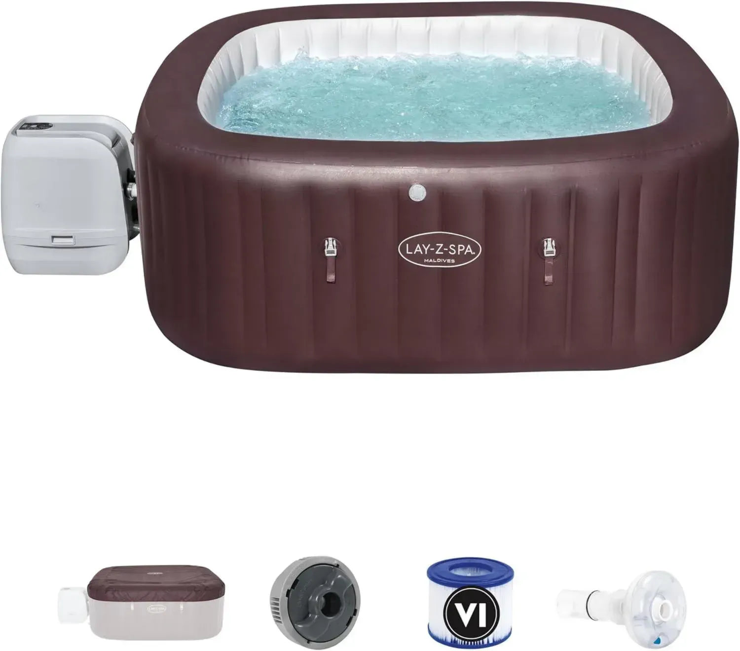 Lay-Z-SPA Maldives HydroJet Pro Whirlpool für 5-7 Personen, quadratisch, 201x201x80 cm, braun