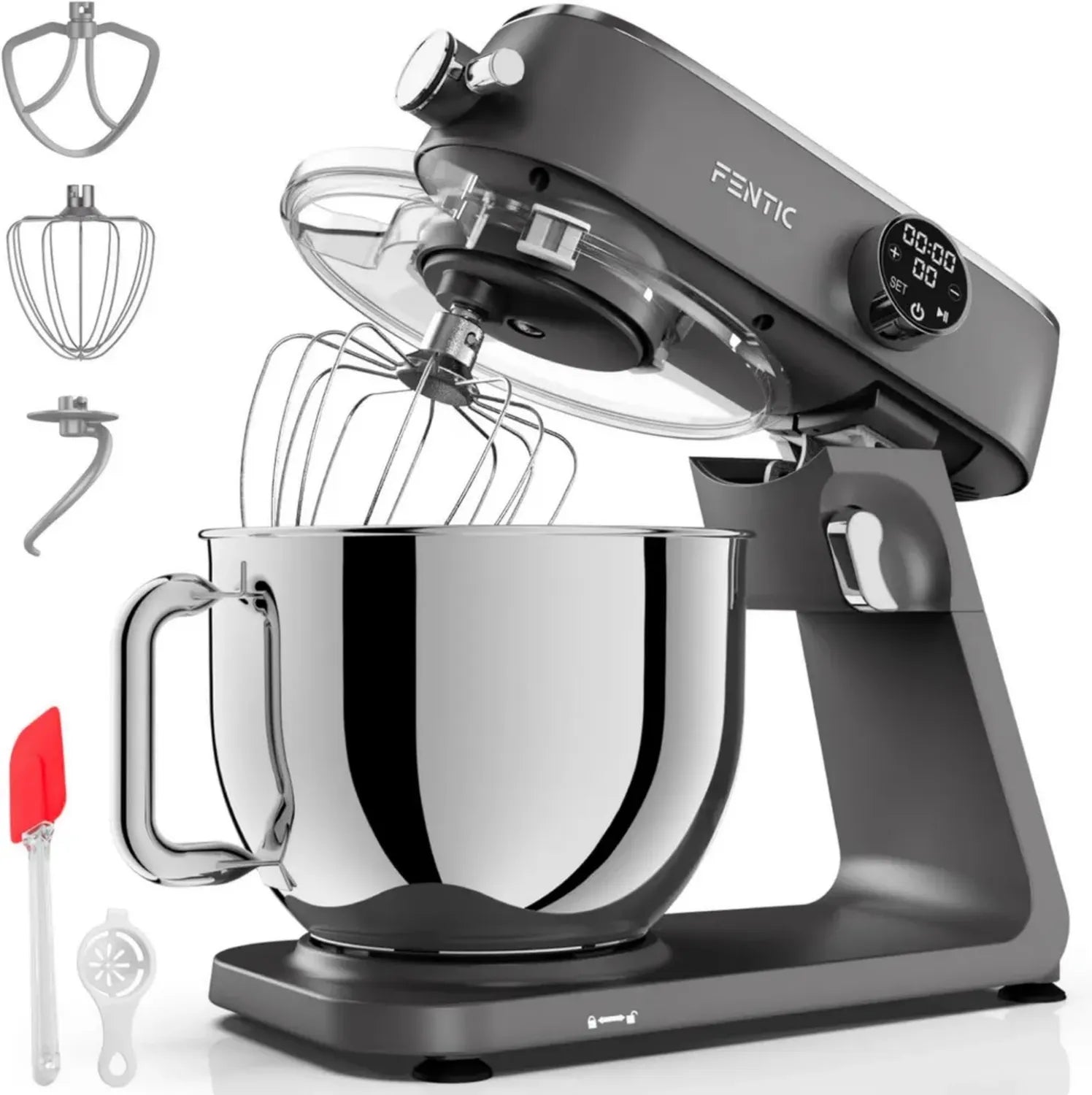 Profi-Küchenmaschine 1800W, 7L Edelstahlschüssel mit Zubehör, Luxuriöses Design