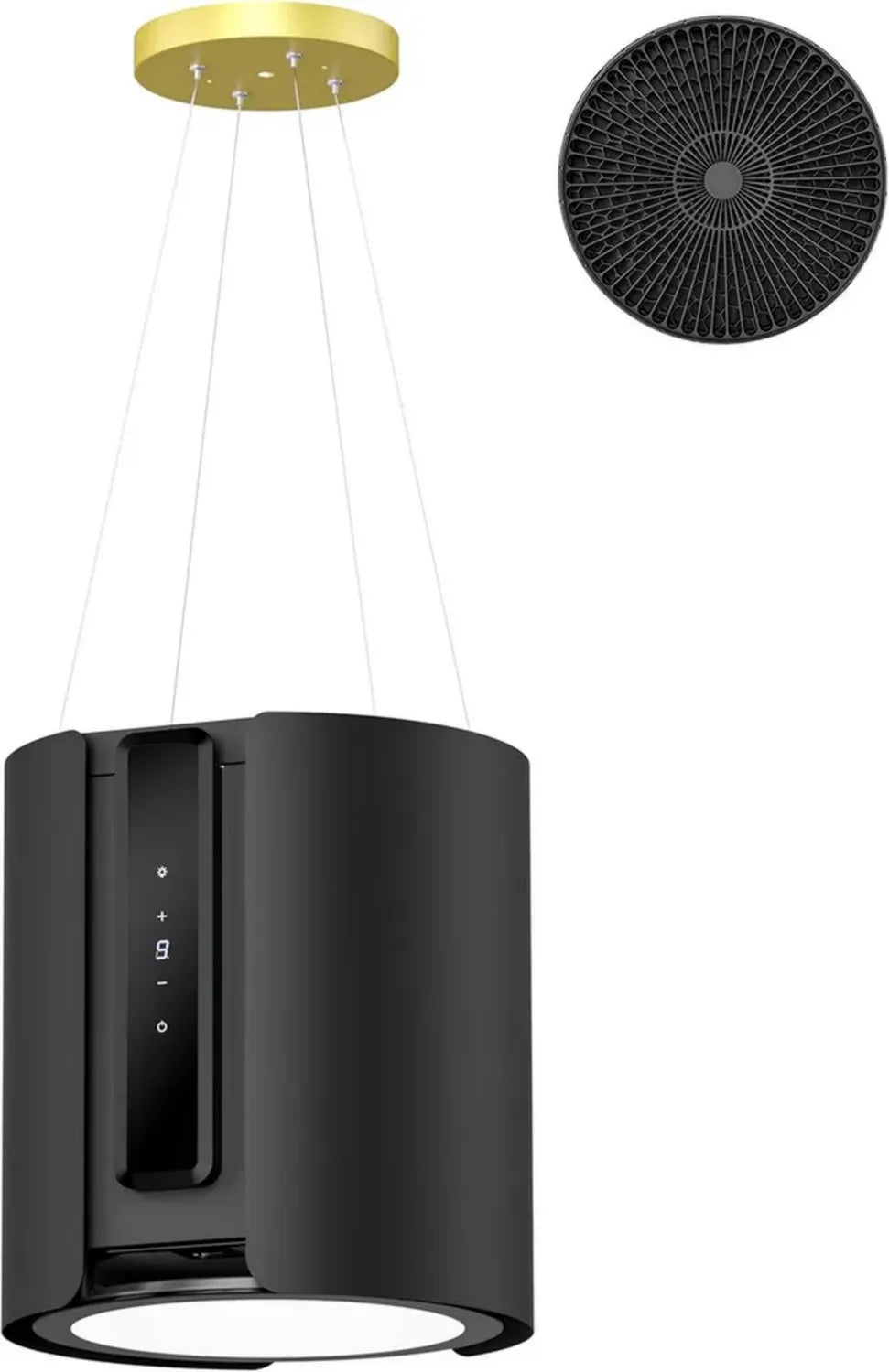 FIREGAS Inselhaube Edelstahl, 480m³/h Umluft & Abluftsystem, 9-stufig, LED-Licht, Fernbedienung, Leises Schwarz für Kochinsel