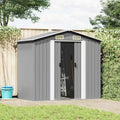 Metall-Gartenhaus Grau 204x132x186 cm mit Belüftung und Boden für Werkzeugaufbewahrung