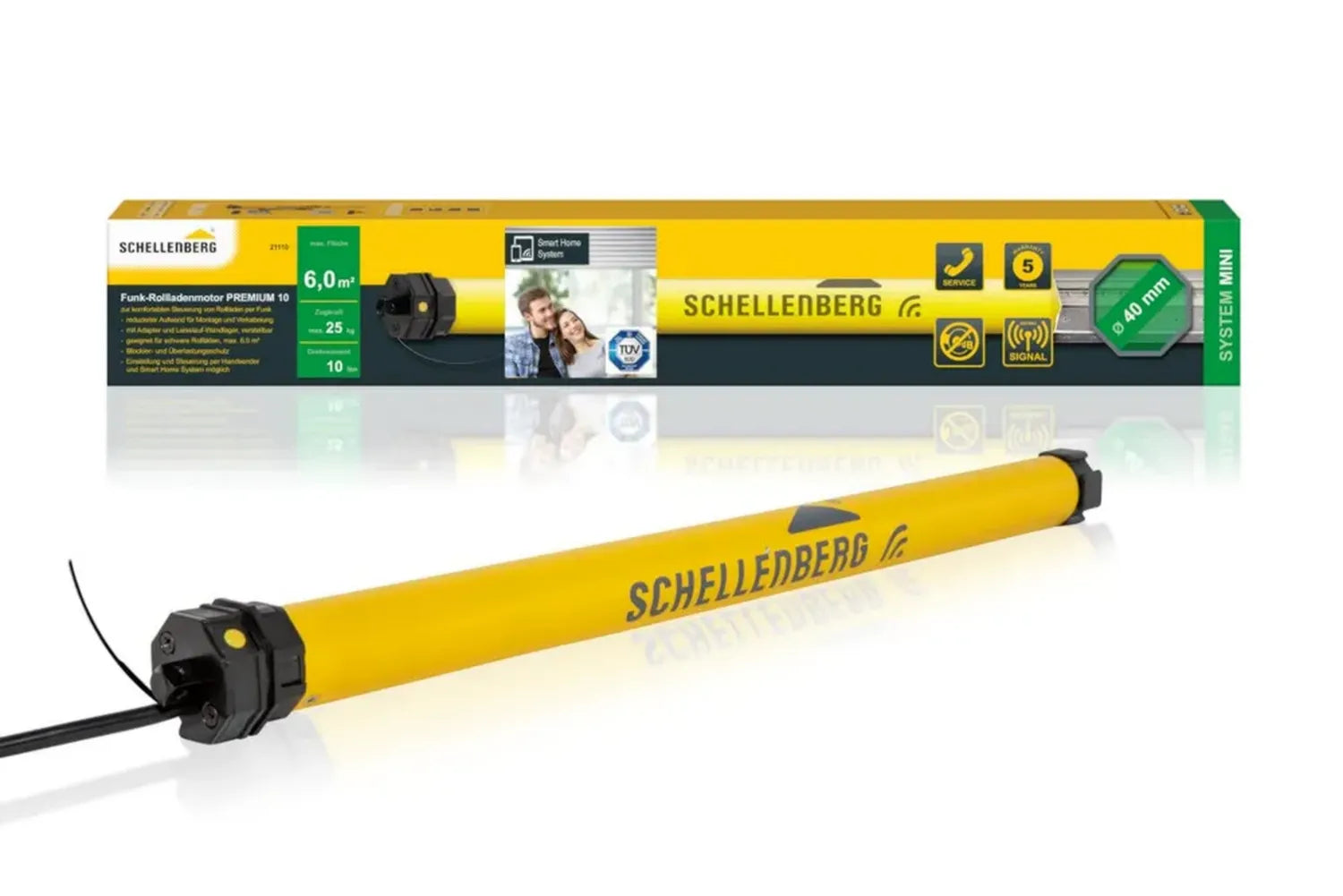 Schellenberg Rolladenmotor Funk 10 Nm für 40 mm Welle, bis 6 m², 868,4 MHz