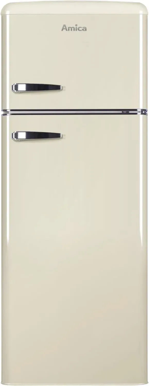 Amica DTR 374 190 B Retro Kühl-Gefrierkombination, Beige, 144 cm hoch, Retro-Design